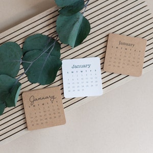 2024 3x3 Monthly Calendar Stickers in Kraft or Premium Matte White for Bullet Journals and Planners - Sunday or Monday Start