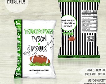 Football Favor Bag- Football Chip Bag-Football Party Bag- Candy Bag- Chip Bag- Goody Bag- Football Birthday Party- football Decor, Favors