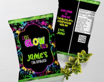 Glow Chip Bag, Glow Party, Glow Party Favors, Glow Favor Bags, Glow Treats, Glow Birthday, Glow in the dark Favors, Glow in the dark party