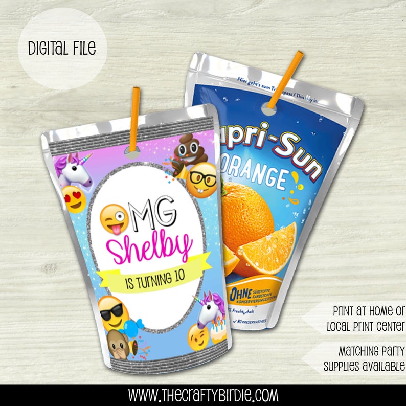 Emoji Juice Pouch Emoji Juice Label Juice Pouch Labels Etsy