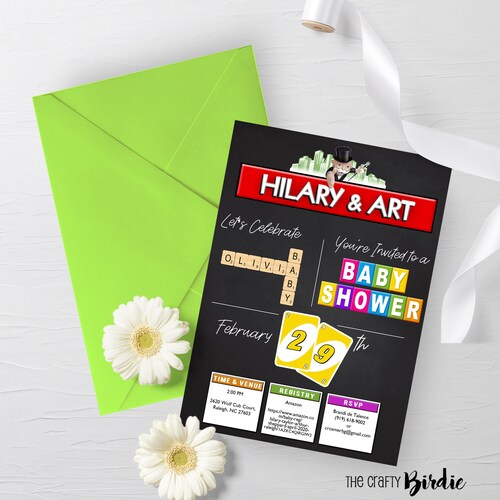Game Night Invitation- Baby Shower Game Night- Game Party invite- Board Games Invitation-Cards games-Baby Shower- Baby Games- Mommy to be