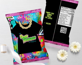 Frische Prinzessin Chip Tasche, 90er Jahre Geburtstag, Geschenkbeutel, Chip Tasche, Party Favor, Party Paket, 90er Party, Hip Hop, Throwback Party, 90er Jahre Partygeschenk