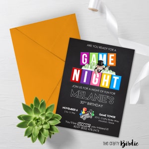 Game Night Birthday Invitation- Adult Game Night Invitation- Game Night- Cartas- Juegos de mesa-Adult Party Night- Digital- Imprimible