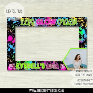 Neon Birthday Party Photo Booth Frame, Glow party photo booth frame, photo booth prop, Photo Booth, Neon Birthday, Neon Glow, Neon Party