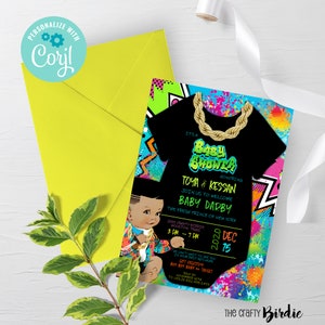 EDITABLE, Fresh Prince Baby Shower Invite, 90s baby shower invitation, hip hop baby shower, 90s, decade invitation, boy baby, baby, corjl