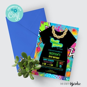EDITABLE Fresh Prince Birthday Invite, 90s birthday invitation, hip hop birthday, throwback invitation, fresh prince, Boy bday theme, Corjl