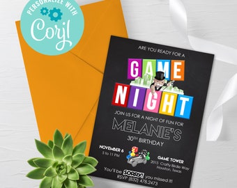 EDITABLE Game Birthday Invite, Game Night Invitation, Family Game Night Invitation, Couples Game Night, Adult Game, Casino Night, Edit Corjl