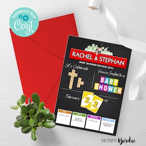 EDITABLE, Baby Shower Game Night Invitation- Game Party invite- Board Games Invitation- Cards games- Baby Shower- Baby Games- Game Night