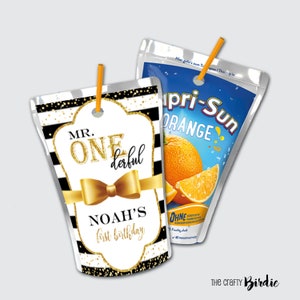 Mr Onederful Juice Pouch, ONEderful Juice Label, Juice pouch labels, first birthday labels, Mr Onederful birthday, birthday, Capri sun label