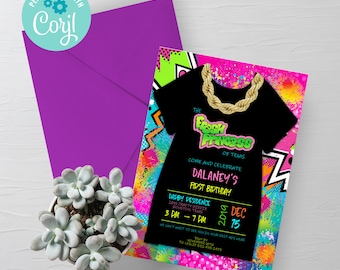 EDITABLE Fresh Princess Birthday Invite, 90s birthday invitation, hip hop birthday, House Party, 90s Birthday, Decade Birthday, Corjl invite