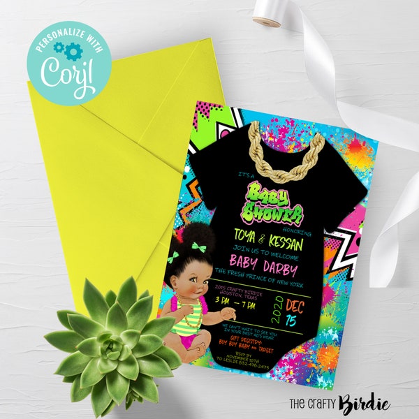 EDITABLE, Fresh Princess Baby Shower Invite, 90s baby shower invitation, hip hop baby shower, 90s, Fresh Prince Birthday Invite, Corjl