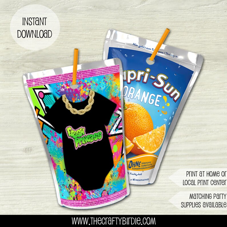 Fresh Princess Juice Pouch Labels Capri Sun Labels Hip Hop Etsy