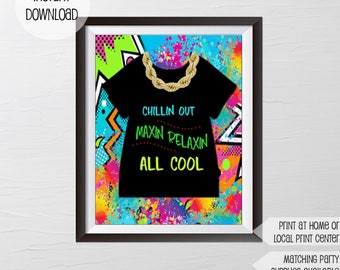 Fresh prince Sign, Chillin out maxin relaxin all cool, fresh prince party, fresh prince party decor, baby shower sign, 90s sign, 90s party