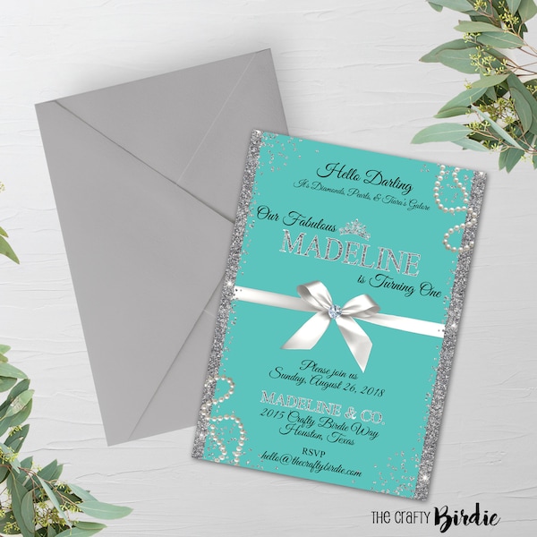 Tiffany Sweet 16 Invitation, Breakfast at co, turquoise blue, 16th invite, Girl Birthday Invite, Tiffany Blue, Tiffany Invite