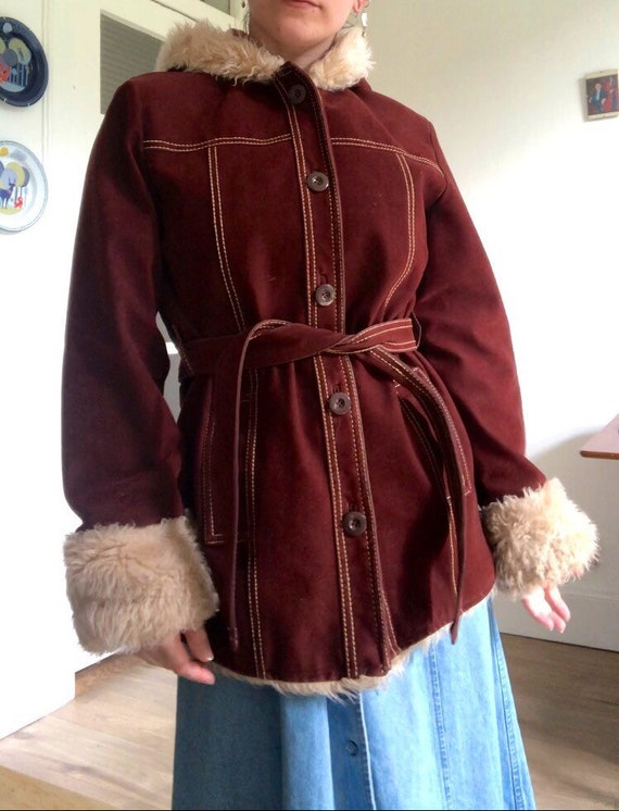1960’s VIRGO faux suede burgundy coat jacket 10