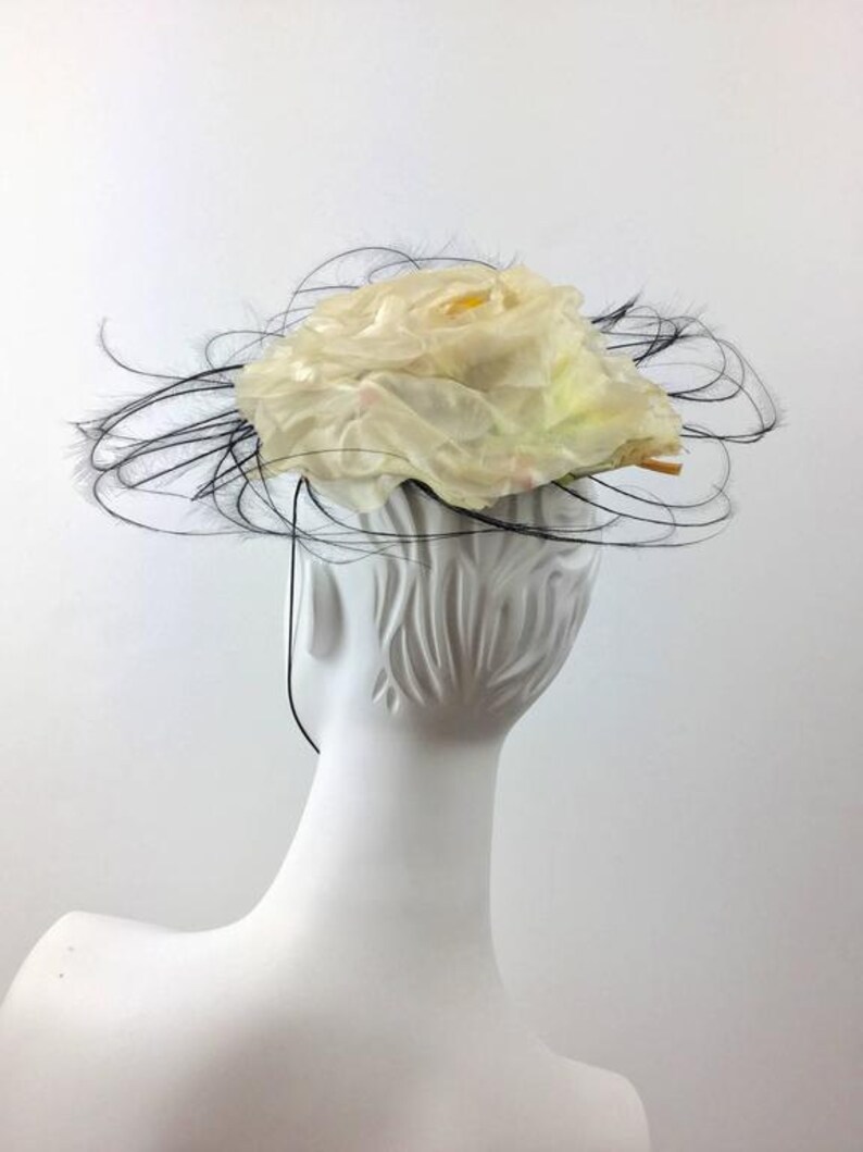 Dramatic Bes Ben Pinwheel Hat with Shaved Feathers. 1950's. image 2