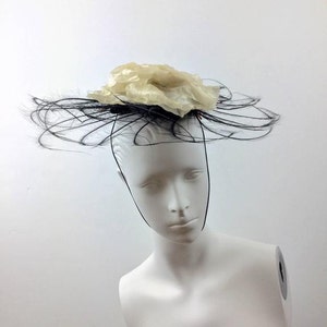 Dramatic Bes Ben Pinwheel Hat with Shaved Feathers. 1950's. image 3