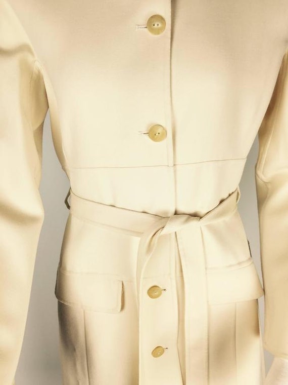 Chado Ralph Rucci Belted Creme Wool Coat. - image 4