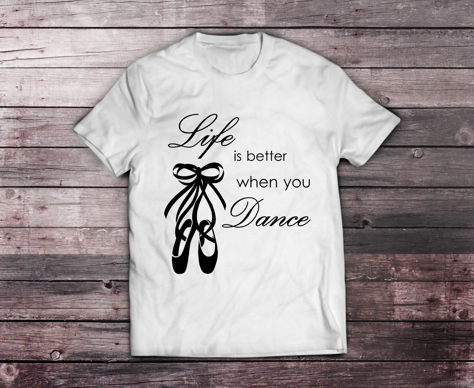life is better when you dance svg ballet quotes pointe shoes with ribbons bow svg cut files little ballerina wording dxf vector