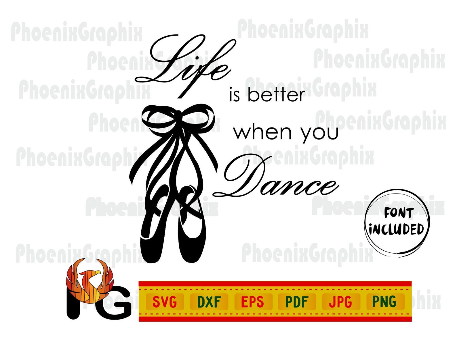 Life Is Better When You Dance Svg Ballet Quotes Pointe Shoes With Ribbons Bow Svg Cut