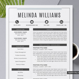 Professional CV Template, Modern Resume Template Word, Clean CV Format Design, Creative Resume, 1, 2, 3 Page Resume, Instant Download image 1