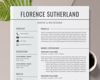 Professional CV Template for Word, Cover Letter, Simple CV Format Design, 1-3 Page Resume, Modern Resume, Creative Resume,Instant Download