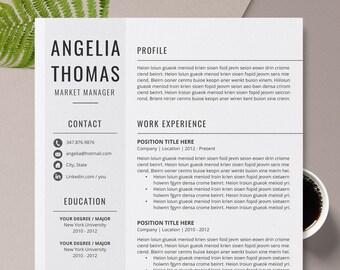 Professional Resume Template, Cover Letter, Modern CV Template, Creative Resume Design, 1, 2, 3 Page Resume, Word Resume, Instant Download