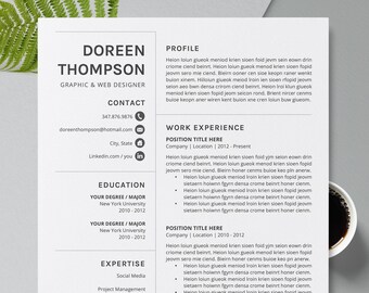 Clean CV Template / Resume Template, Simple CV Format, Cover Letter, MS Word Resume, Editable Resume, 1 Page, 2 Page, 3 Page Resume Design