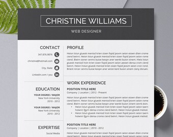 Professional CV Template Word, Simple Resume Template Design, Modern Resume, 1-3 Page, First Job Resume, Student Resume, Instant Download