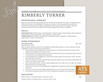 ATS Friendly Resume Template for MS Word, Simple CV Template Word, Minimalist Resume Template, Executive Resume Template, Instant Download