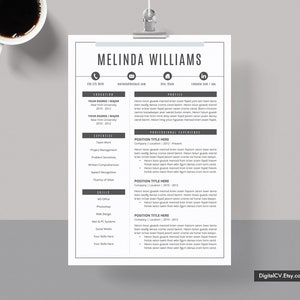 Professional CV Template, Modern Resume Template Word, Clean CV Format Design, Creative Resume, 1, 2, 3 Page Resume, Instant Download image 2
