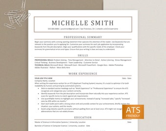 ATS Friendly Resume Template for MS Word, CV Template, Modern Resume Template, Professional Resume Template, Clean Resume Template Download