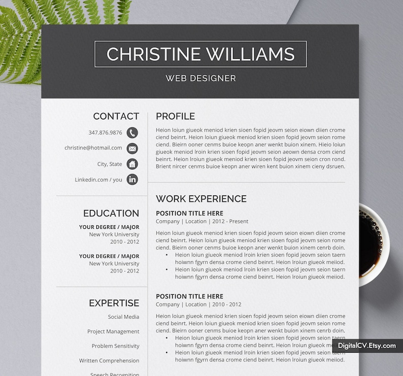 Professional Cv Template Word Simple Resume Template Design Modern Resume 1 3 Page First Job Resume Student Resume Instant Download