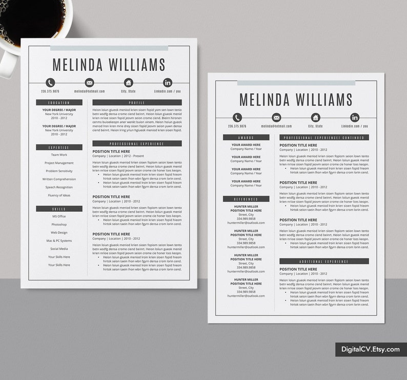 Professional CV Template, Modern Resume Template Word, Clean CV Format Design, Creative Resume, 1, 2, 3 Page Resume, Instant Download image 4