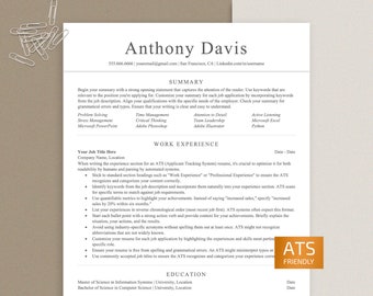 ATS Friendly Resume Template for MS Word, CV Template Word, Minimalist Resume Template, Professional Resume Template, Instant Download