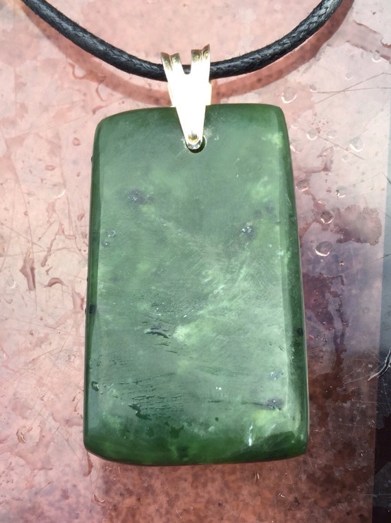 Nephrite Jade Pendant Dark Green Tapered Stone Soft Sheen - Dark Green Jade Pendant Nephrite Jade Pendant Dark Green Tapered Stone Soft Sheen - Dark Green Jade Pendant