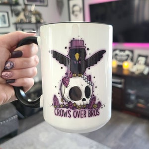 Crows over Bros Mug / Witchy Decor / Witch Decor / Coffee / Drinkware / Witchy Art/ Witch Mug / Crow Mug / Crystal Cup / Witchy Gift / Witch