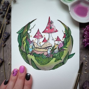 Fairy Garden Painting / art print / fairy painting / wall decor / witch decor / witchy / art / mushroom / fae / Witchy Decor / witchy gift /