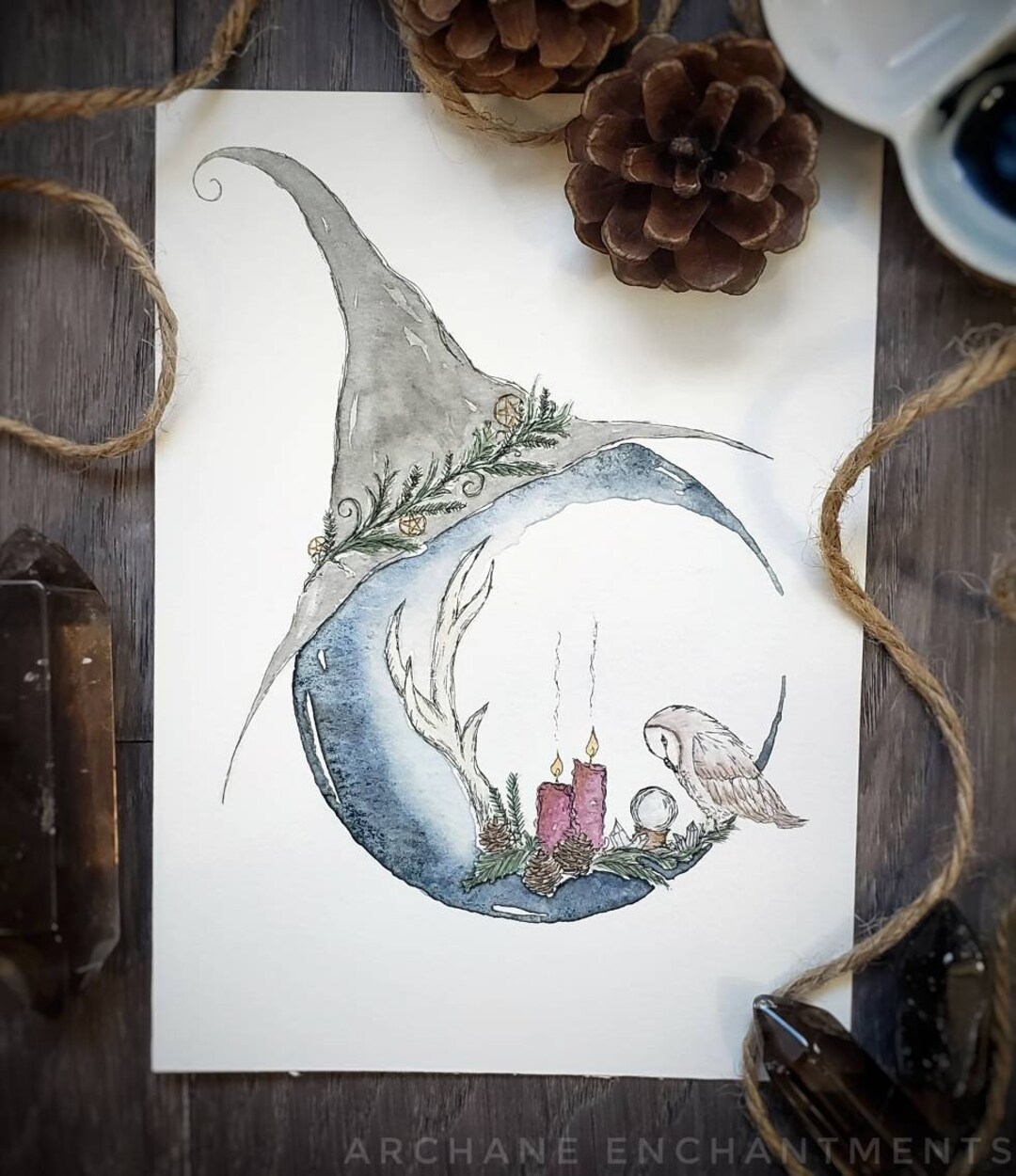 Winter Witch Painting / Art Print / Winter Decor / Yule Artwork / Yule ...