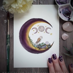 Moon Maven Owl Art Print