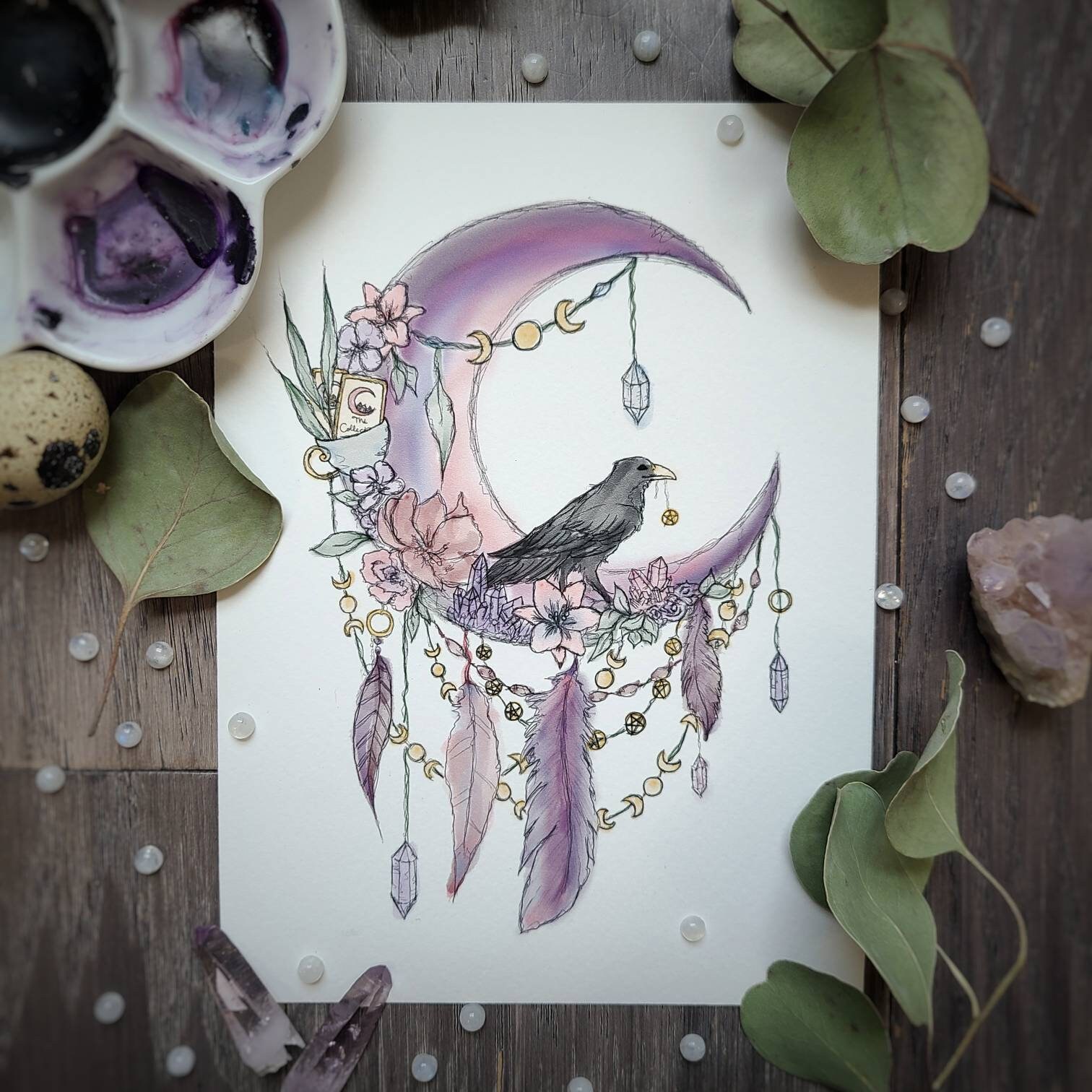 The Collector / 5x7 / 8x10 / print / painting / wall decor / witch de…