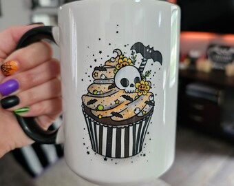 Spooky Cupcake Mug / Ceramic Mug / Spooky Mug / Coffee Mug / Coffee Gift / Spooky Gift / Coffee Cup / Gifts for her / Tea Cup / Kitchen Mug