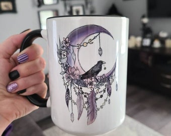 The Collector Raven Mug / Witchy Decor / Witch Decor / Coffee / Drinkware / Moon Art / Moon Mug / Witch Mug