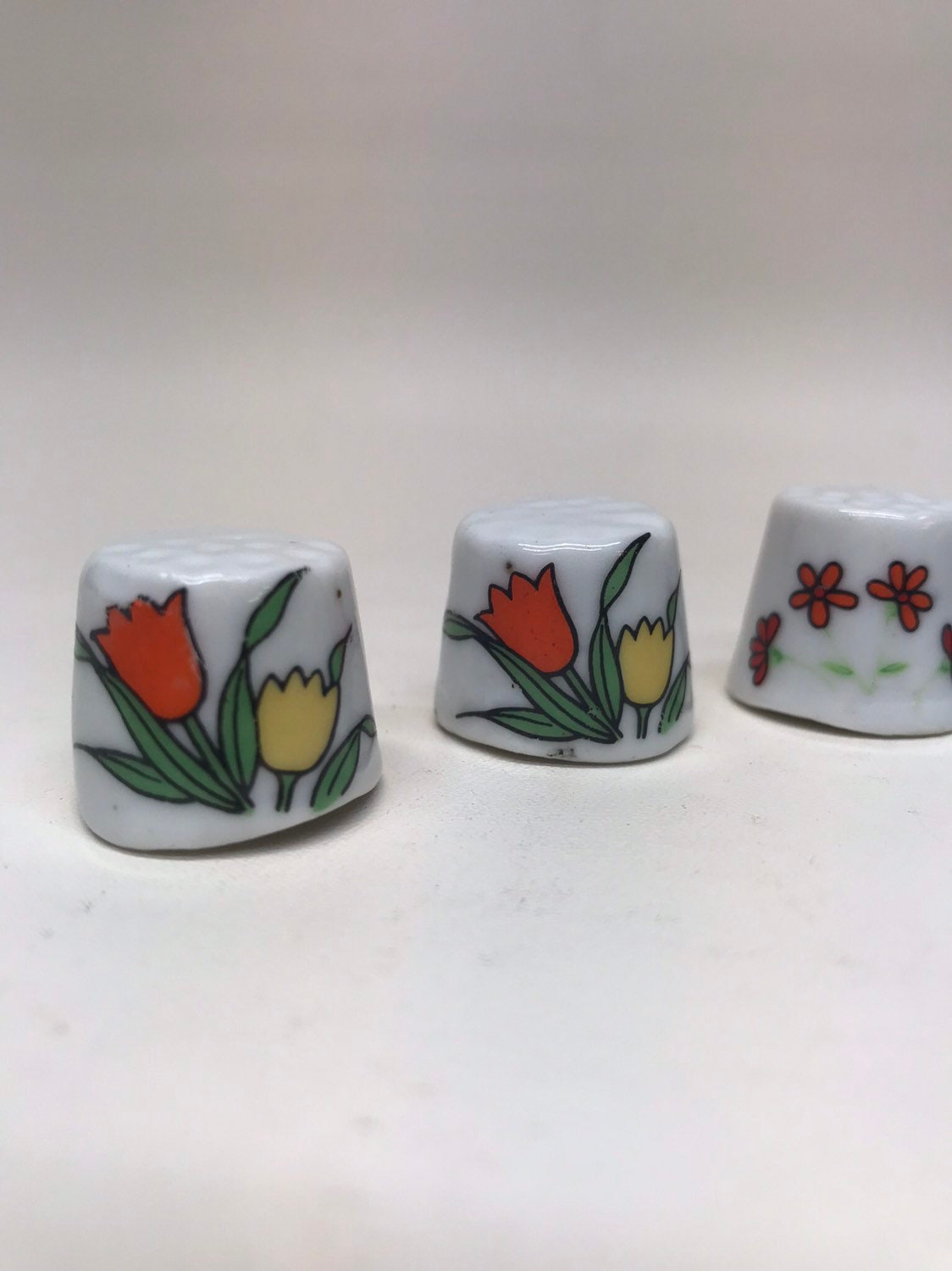 Five Vintage Porcelain Thimbles. Etsy