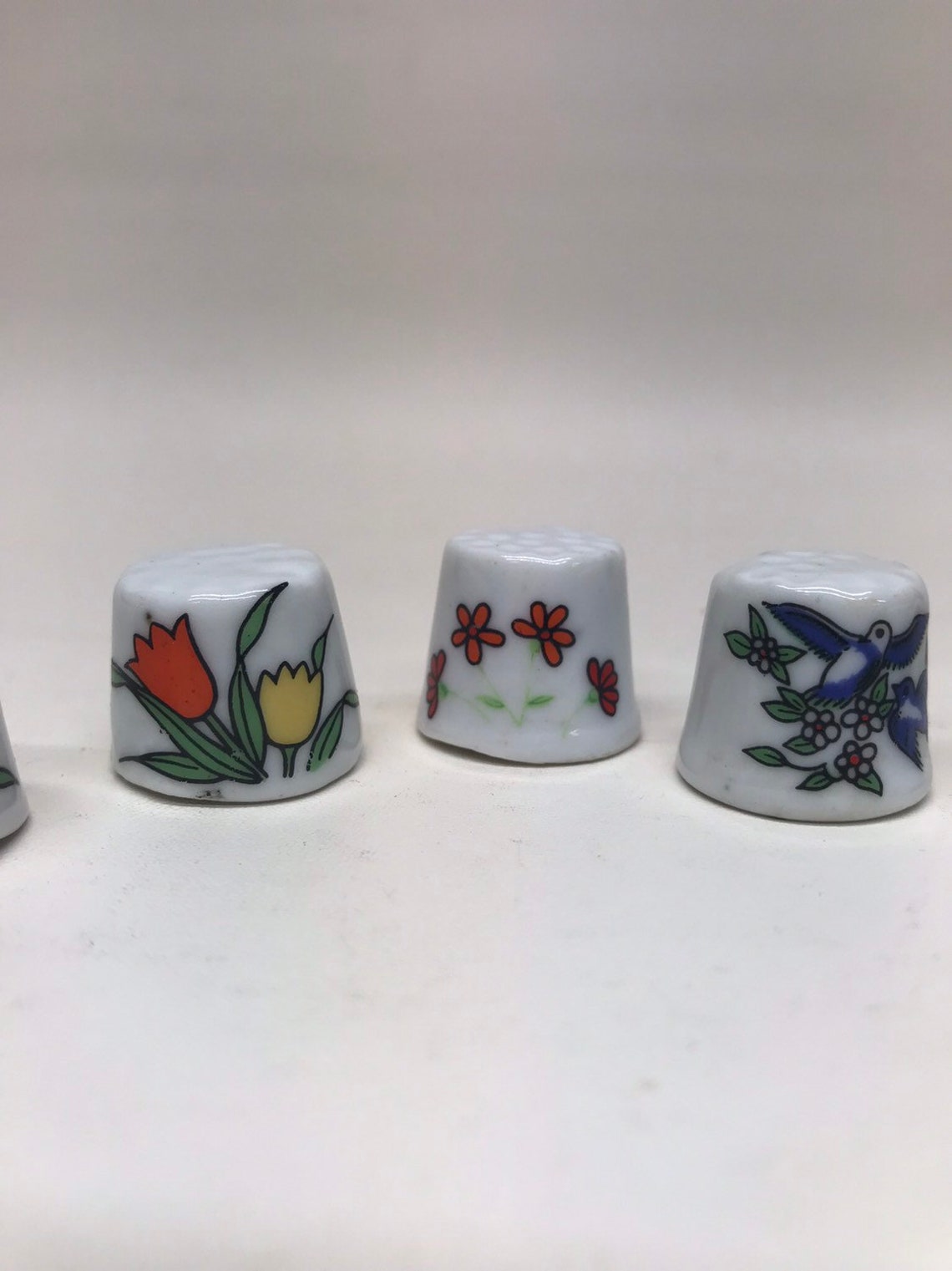 Five Vintage Porcelain Thimbles. Etsy
