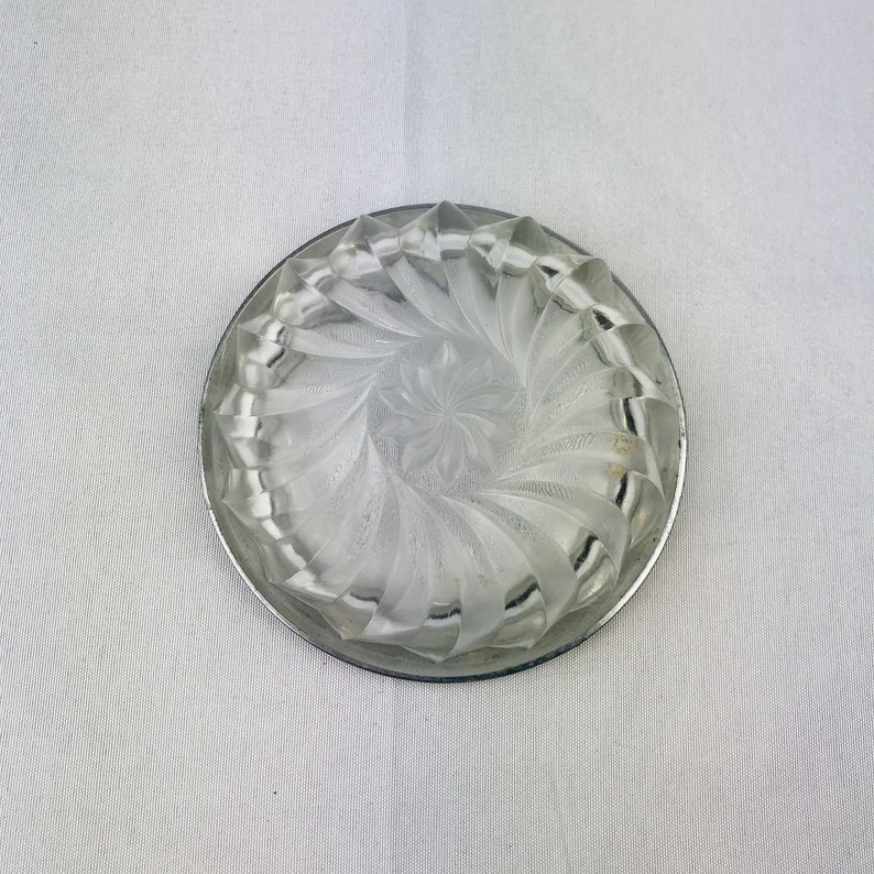 Vintage Cocktail Coaster Silver Plate and Cut Glass Etsy