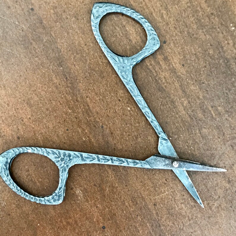 Sewing Embroidery Shears Scissors Engraved Floral Motif Etsy