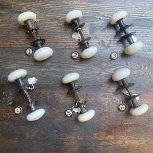 White Porcelain Door Knobs with Rosettes, Antique Victorian.  Shabby Rustic.  Sold Separately.