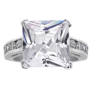 6.00 Carat Princess Cut CZ Engagement Ring Sterling Silver
