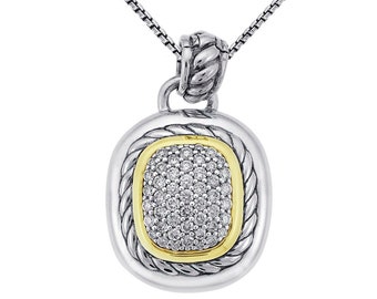 David Yurman Pave Diamond Albion Enhancer Vintage Pendant Necklace